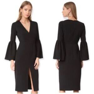 Nicholas minimalist black bell sleeves sheath dress size‎ 6 quiet luxury wedding